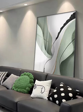 抽象绿色现代简约客厅装饰画肌理沙发背景墙挂画玄关2025新款壁画