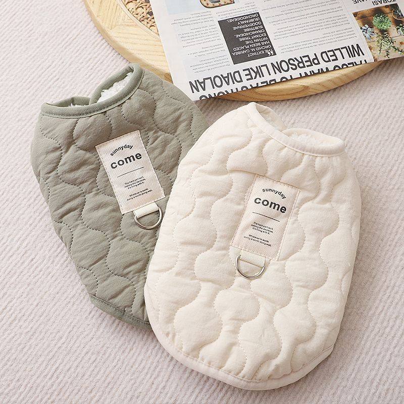 秋冬款网红猫咪小中型犬泰迪狗狗衣服加绒带牵引扣背心防掉毛保暖,淘宝优惠券,粉丝福利购,淘宝优惠卷