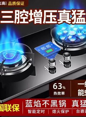 志高燃气灶双灶家用台嵌入式天然气液化气煤气灶定时猛火熄火保护