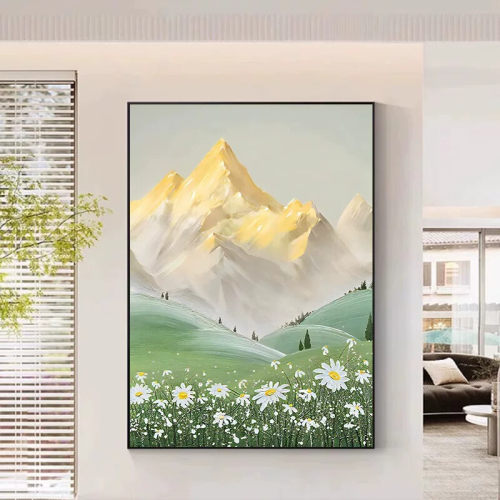 奶油风玄关装饰画小清新客厅落地画现代简约日照金山卧室饭厅壁画 - 图0