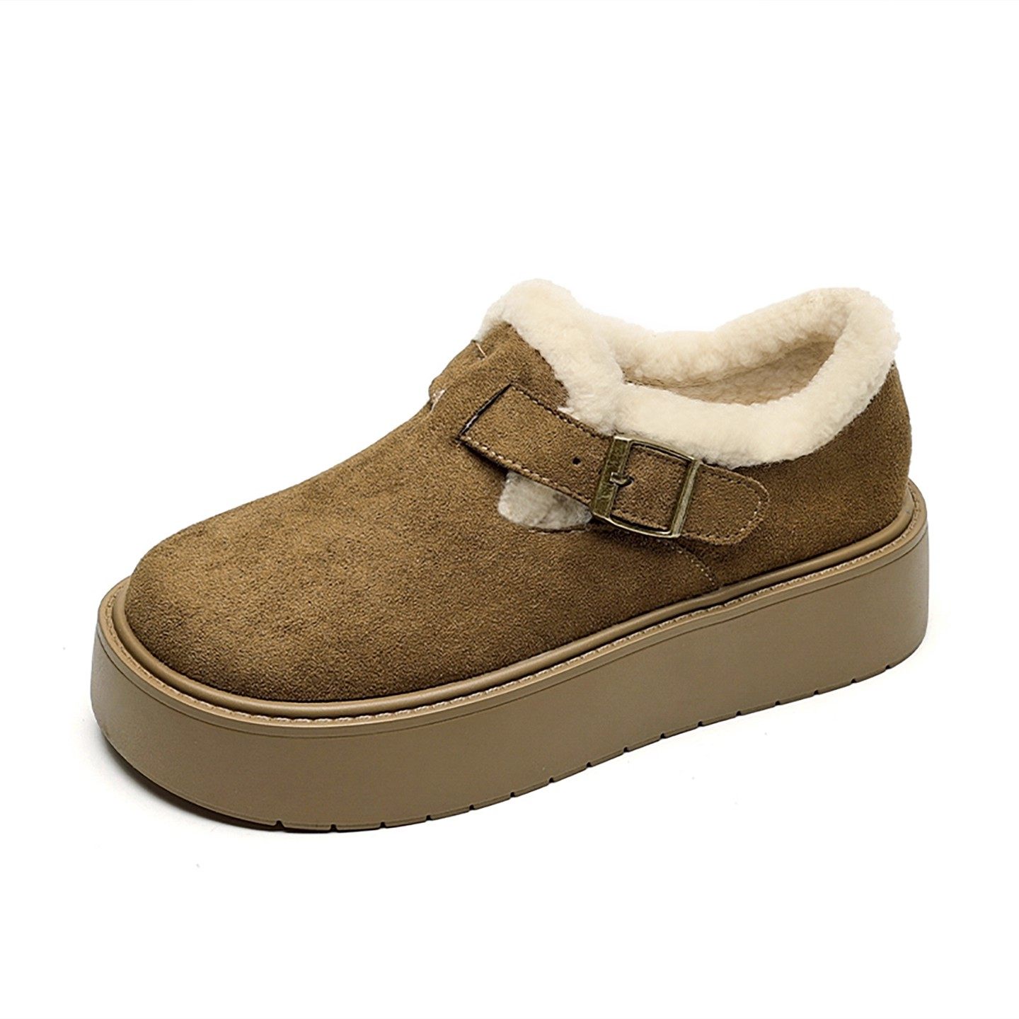 加绒全包勃肯鞋女冬季新款真皮厚底保暖棉鞋毛绒博肯单鞋大码女鞋,淘宝优惠券,粉丝福利购,淘宝优惠卷