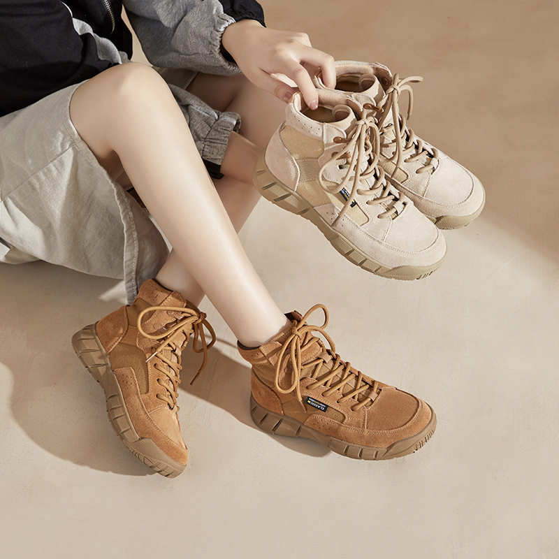 真皮棕色短靴女2025秋冬新款加绒沙漠靴超火马丁靴户外徒步登山鞋,淘宝优惠券,粉丝福利购,淘宝优惠卷