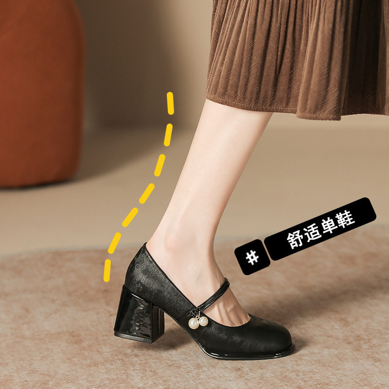 超软~中式国风玛丽珍鞋女粗跟旗袍鞋绸缎单鞋配裙子晚晚鞋高跟鞋,淘宝优惠券,粉丝福利购,淘宝优惠卷