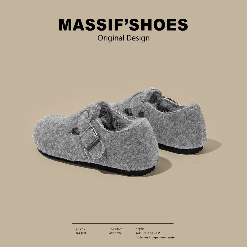 真皮加绒全包勃肯鞋女外穿2025冬季新款保暖毛毛鞋内增高博肯单鞋,淘宝优惠券,粉丝福利购,淘宝优惠卷