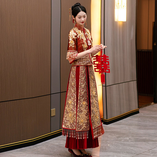 秀禾服新娘2026年新款婚服中式结婚礼服高级敬酒服香槟色秀和服女 - 图2