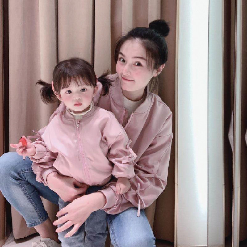 母女装洋气春秋新款潮休闲光面夹克 动漫蚂蚁亲子装/亲子时装