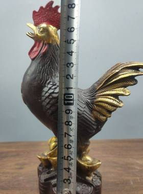 精品仿古铜器 古玩收藏 鎏金招财鸡发财鸡摆件 家居装饰摆设