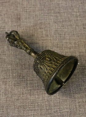 传统铜铃铛手摇铜铃铛声音响法事铃铛古铜色金刚铃大中小号风水铃