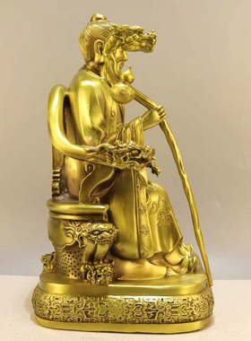 纯黄铜孙思邈药王铜像摆件药馆五大名医孙思邈坐像工艺品摆设药王