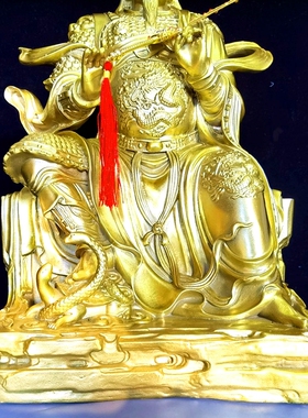 纯黄铜真武大帝祖师爷供奉神像玄武大帝摆件玄天大帝武当山祖师像