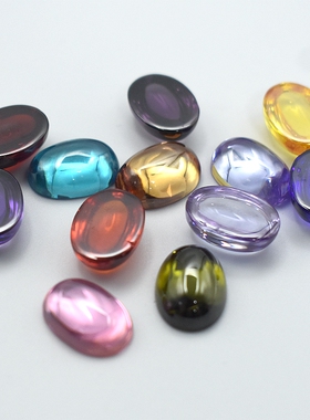 多色平底卜面宝石裸石平底素面椭圆形戒面锆石蛋面DIY饰品配石