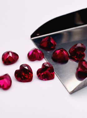多版切心形红宝石戒面裸石鸽血红宝吊坠DIY戒指耳钉配石未镶嵌石