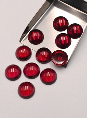 平底半面圆形红宝石平底素面裸石 DIY镶嵌配石平底小蛋面缅甸红宝