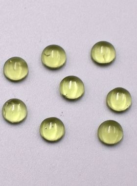 天然橄榄石裸石平底半面圆形素面宝石2.5mm3.0mm4.0mm 首饰配石