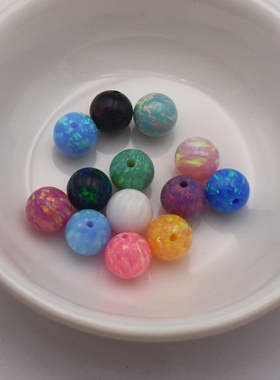 6mm8mm10mm穿孔欧泊澳宝圆珠子DIY手串手链单珠隔珠欧珀配件配石