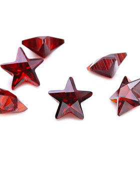 五角星宝石彩色锆石裸石耳钉配石合成尖底五星形皓石饰品镶嵌CZ钻