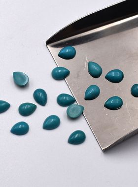 天然绿松石平底素面戒面裸石水滴形梨形睡美人绿松石diy饰品配石