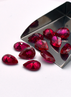 Ruby5号红宝石裸石水滴形梨形diy戒指吊坠配石缅甸鸽血红裸石5A