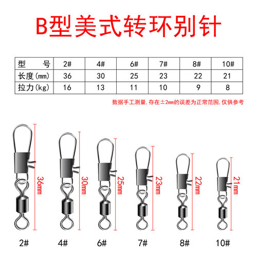 强力A型/B型别针路亚连接器带8字环快速美式转环八字环钓鱼小配件 - 图1