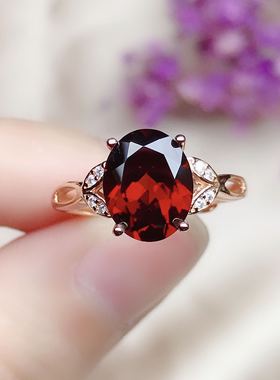 日韩天然石榴石戒指女指环女戒子