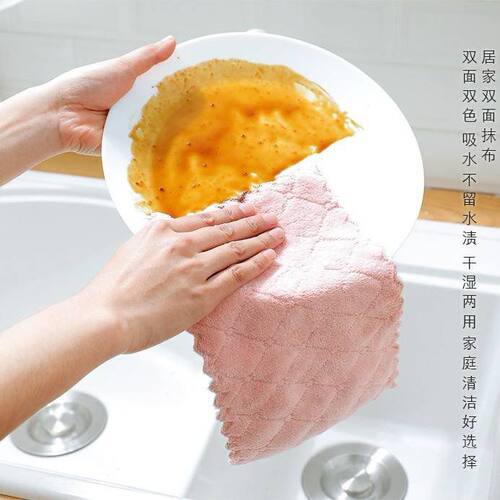 不沾油不易掉毛抹布吸水洗碗布小毛巾加厚擦桌碗百洁布厨房抹布 - 图1