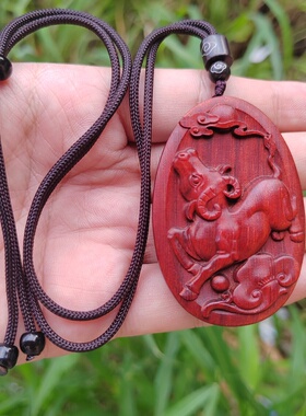 紫檀木雕十二生肖牛吊坠挂件实木