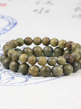 绿檀木手链檀香木佛珠森系手串木质复古民族风简约单圈情侣礼物