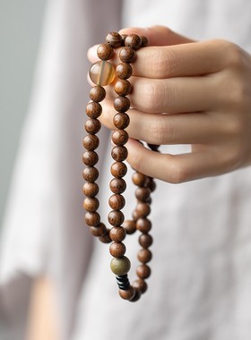 金丝檀木制小清新佛珠手串