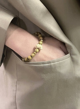 绿檀莲花单圈文艺复古手链