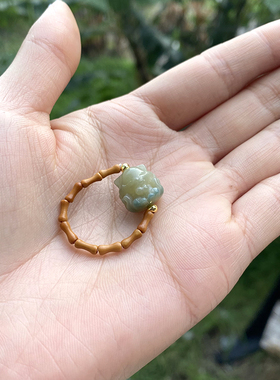 橄榄核小戒指九尾狐弹力指环