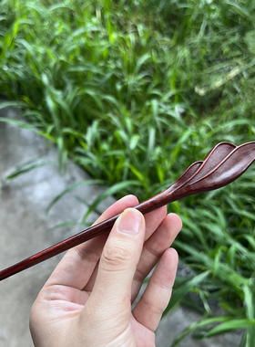 紫檀一只羽毛发簪木质