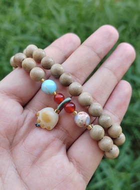 奶香木双圈手链炭烧猫爪吊饰手作