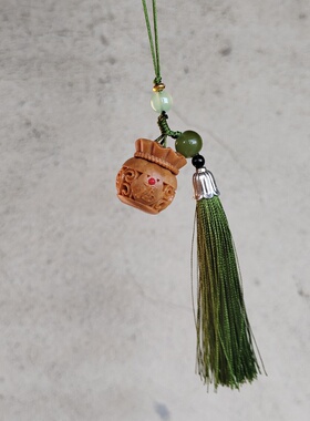 檀香木福字钱袋香囊学生随身流苏