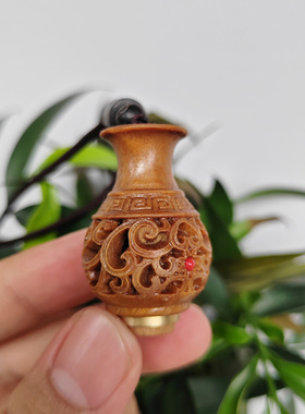 绿檀木宝瓶扩香器项链挂件可打开