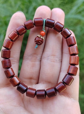 紫檀木单圈手串木质桶珠手链简约