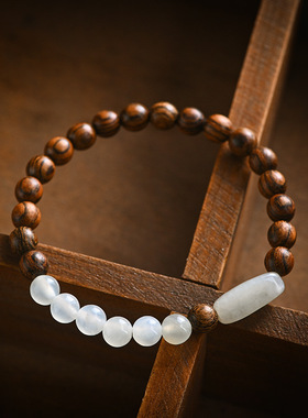 随形和田玉金丝檀木女男木质佛珠