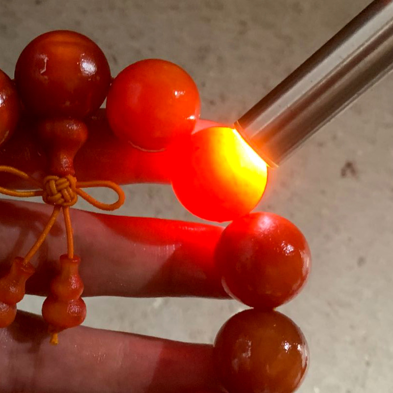 长白山琥珀手串男红松明子东北手链 弥刻赞熙手串/宝珠