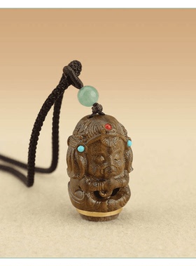 檀木镂空香薰笼项链苹果小象