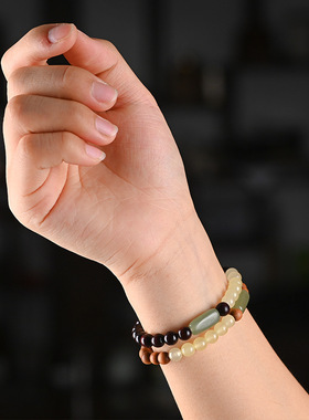 绿檀6mm随形复古风单圈木质手链