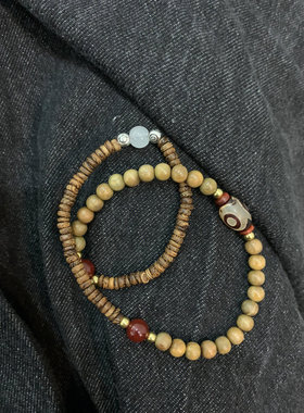 绿檀木鸡翅木双圈款手串