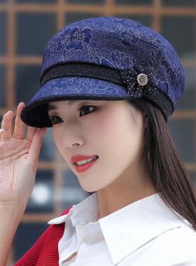 女士秋冬复古提花夹棉防风贝雷帽