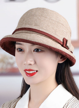 中老年女士春秋休闲盆帽卷边布帽