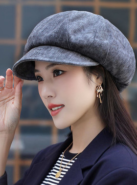 复古百搭显瘦女款八角贝雷帽