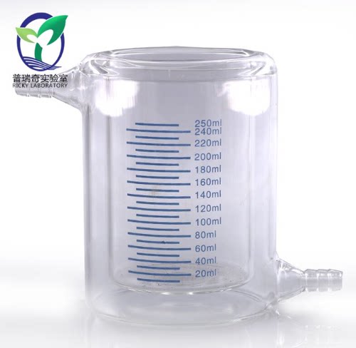 包邮 夹套双层烧杯 高硼硅料透明玻璃光催化反应器 厚壁带刻度 50 100 150 200 300 500 1000 2000 5000ml - 图0