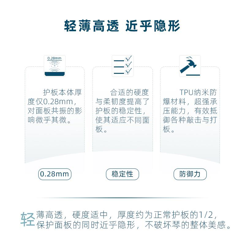 BERLIOZ柏辽兹吉他护板36-41寸无胶吸附透明左手指弹扫弦打板贴 - 图1