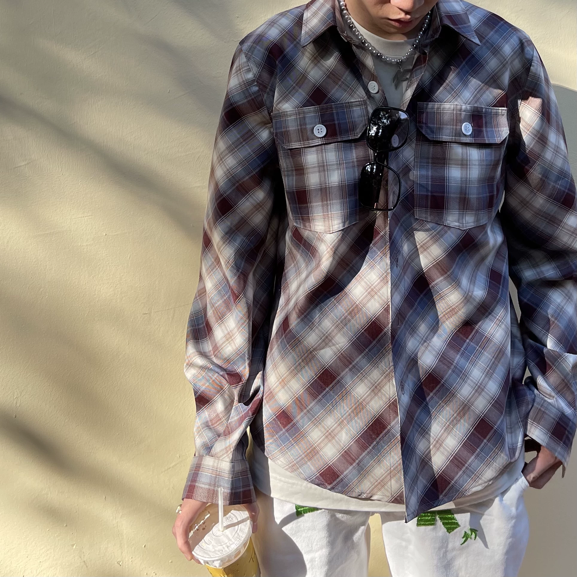«Rabbit.b» Snipe33 Nichematic Symmetry Stroke Striped Cases Casual Long-sleeved Shirts Free Ship