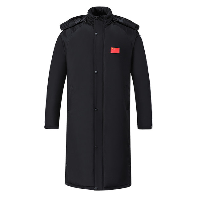 Sports cotton coat for men and women, long knee-high plus velvet cotton coat, winter large size sports raw cotton coat