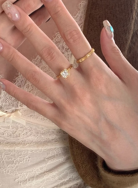 甄媛银饰莫桑石点钻公主戒指女