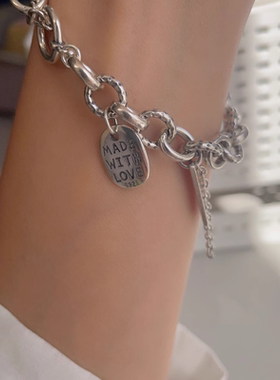 甄媛银饰重工粗手链女ot扣