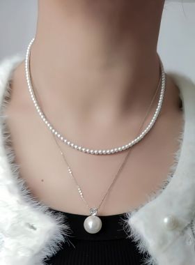 叠戴锁骨链施家珍珠不掉色项链女